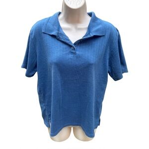 Basic Editions | Basic Blue Women's Polo Shirt Sz L